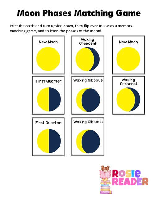 moon phases card game preschool