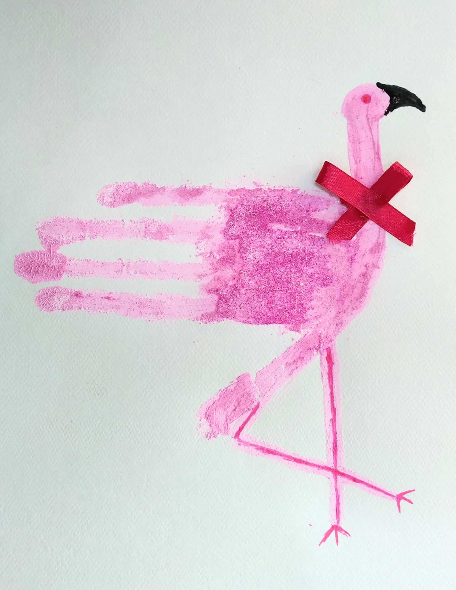 how to make a flamingo handprint