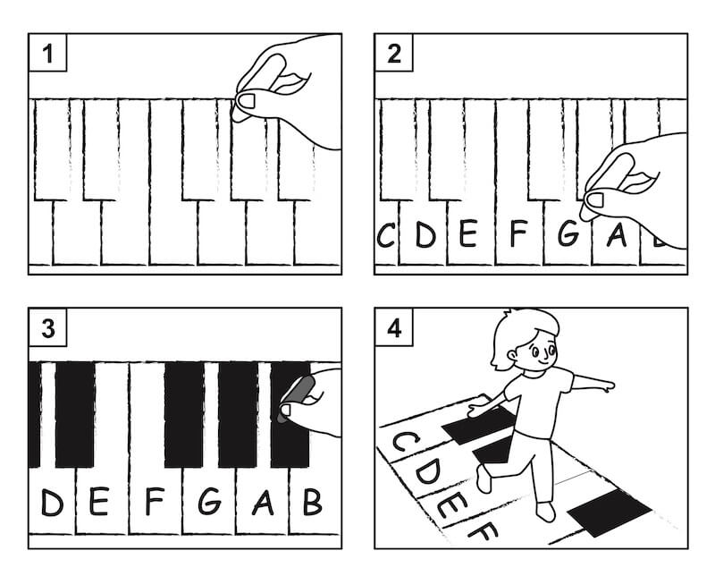 how to make piano using chalk