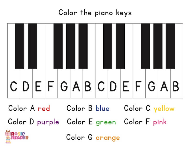 Piano Coloring Page - Reading adventures for kids ages 3 to 5