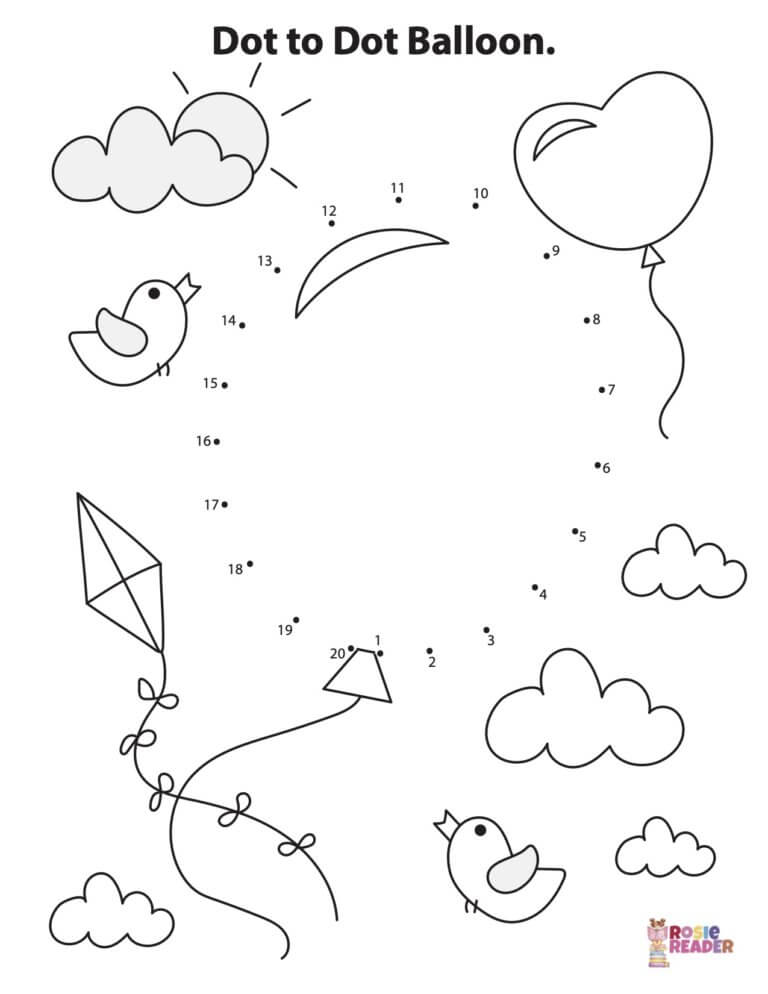 Dot-to-Dot Balloon - Reading adventures for kids ages 3 to 5