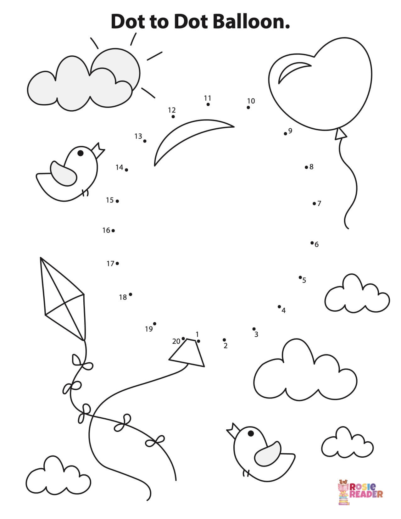 Dot-to-Dot Balloon - Reading adventures for kids ages 3 to 5