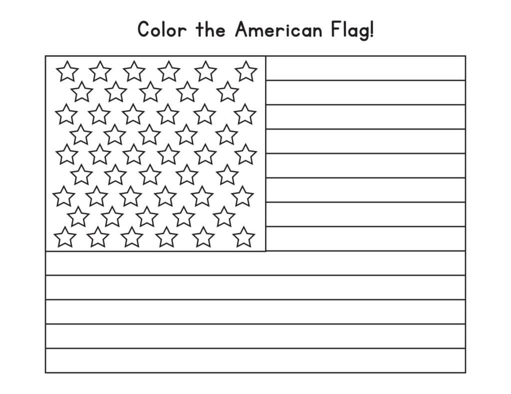 Color the American Flag - Reading adventures for kids ages 3 to 5
