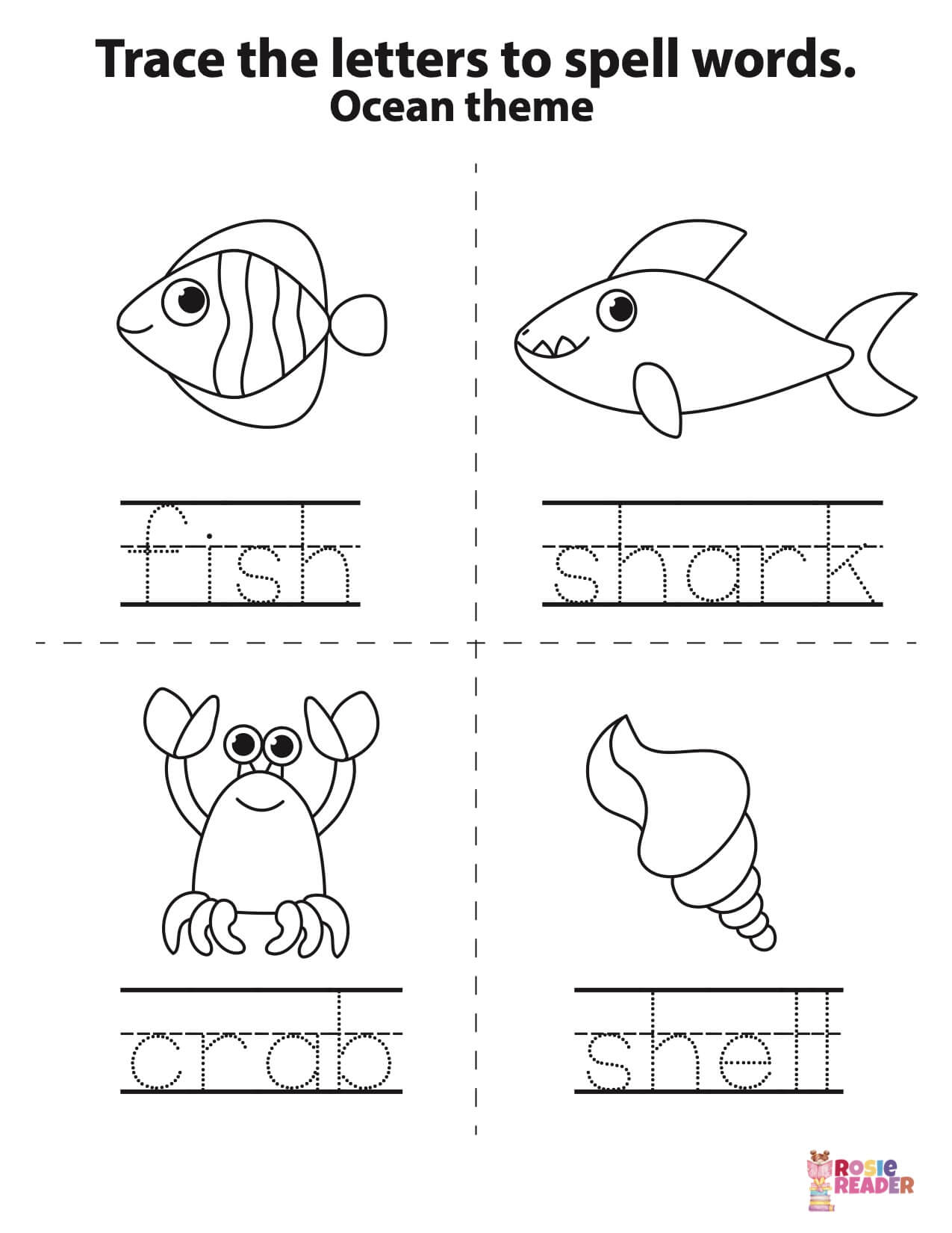 Trace The Letters Ocean Theme Reading Adventures For Kids Ages 3 To 5