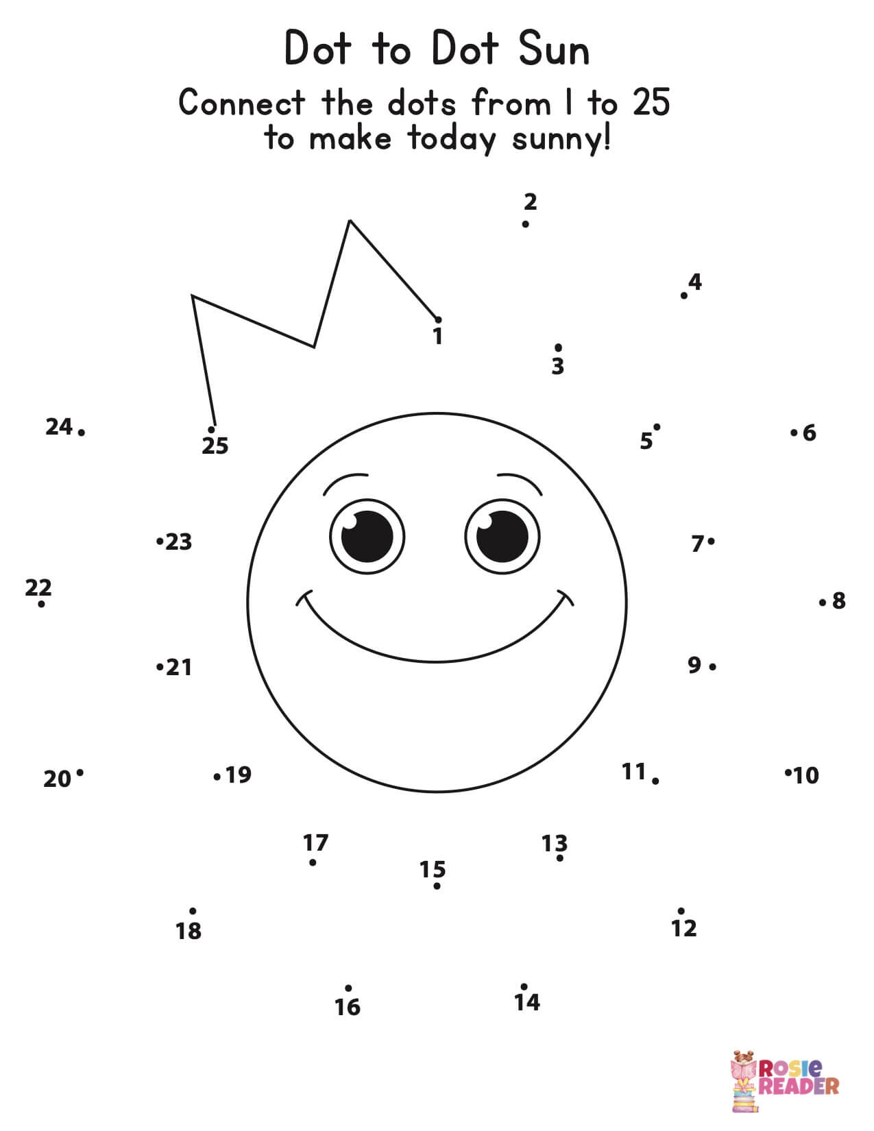 Dot to Dot Sun Reading adventures for kids ages 3 to 5