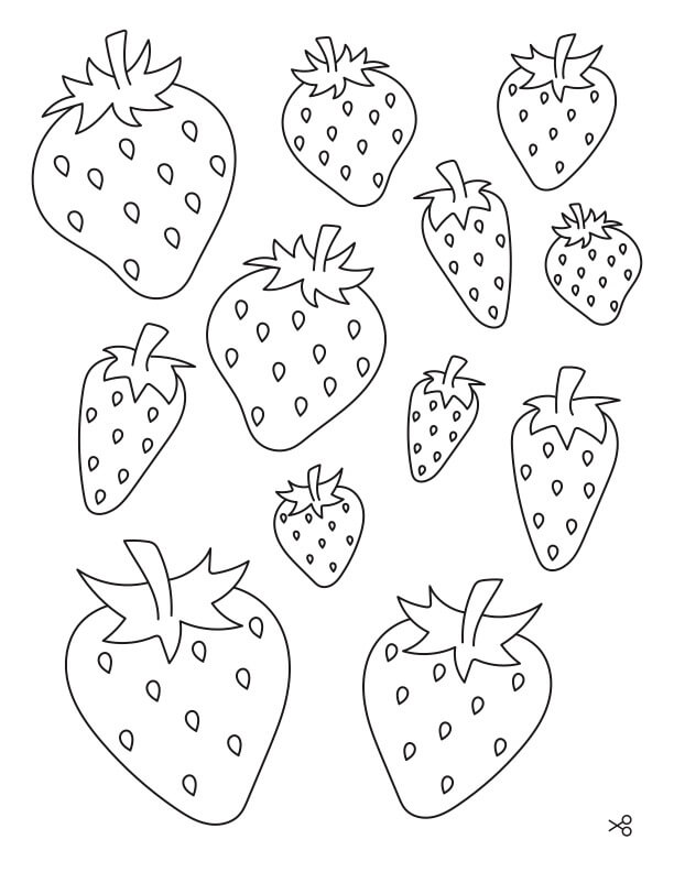 Strawberry Items Coloring Page - Reading adventures for kids ages 3 to 5