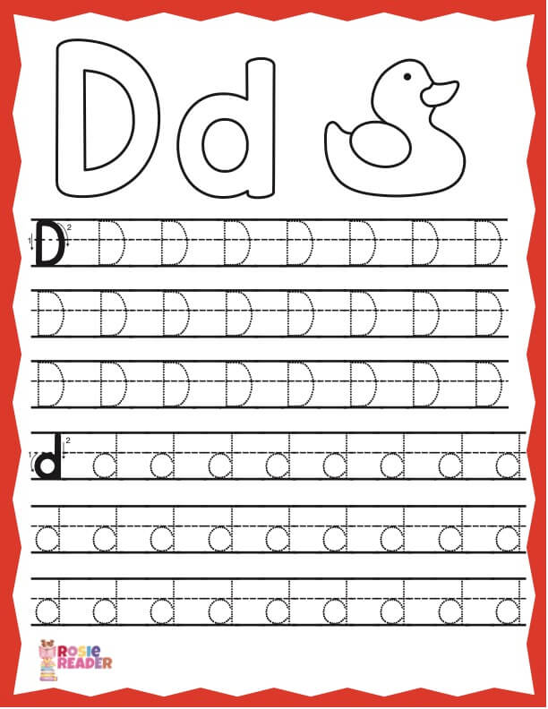 Trace Letter D - Reading adventures for kids ages 3 to 5