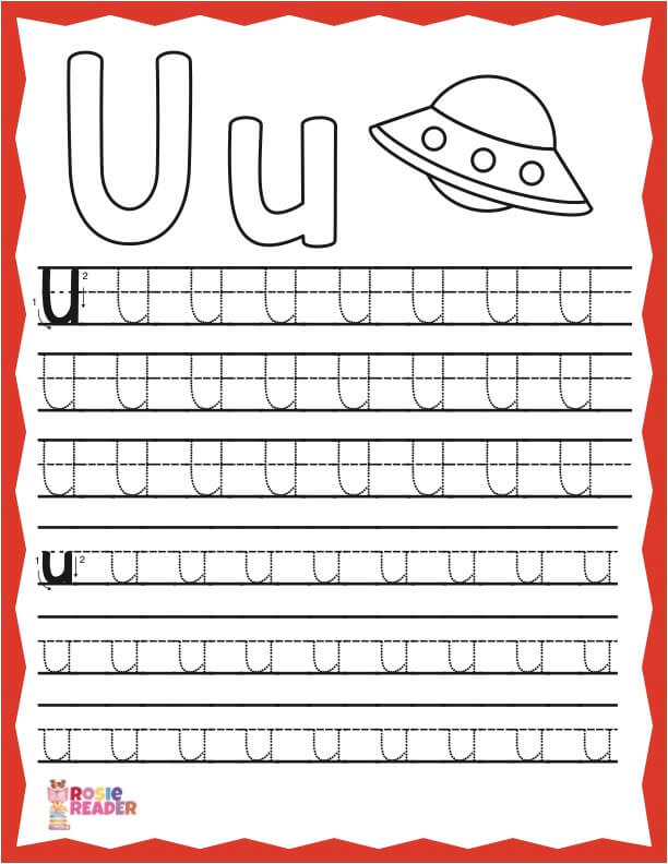 tracing the letter u worksheets