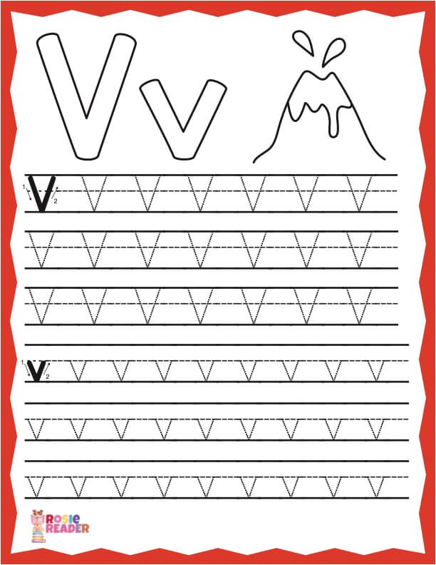 Trace Letter V - Reading adventures for kids ages 3 to 5